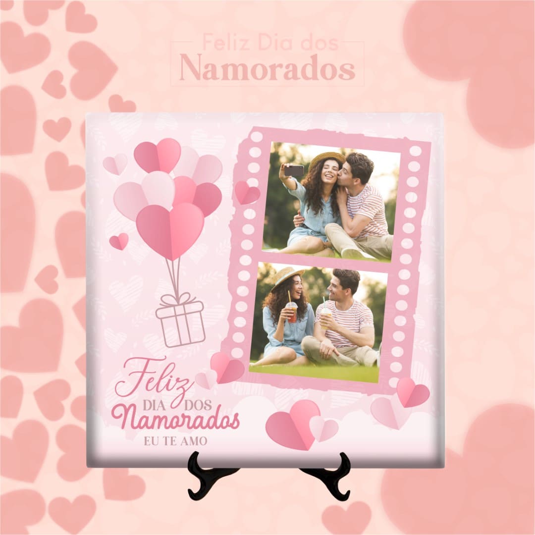 Azulejo Feliz Dia dos Namorados Eu te Amo - Balões