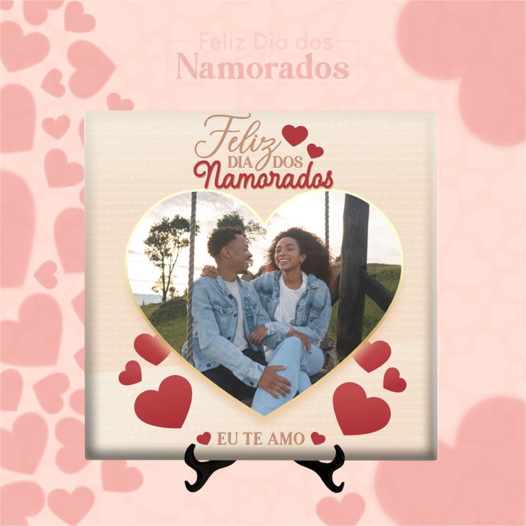 Azulejo Feliz Dia dos Namorados Coração - Eu Te Amo