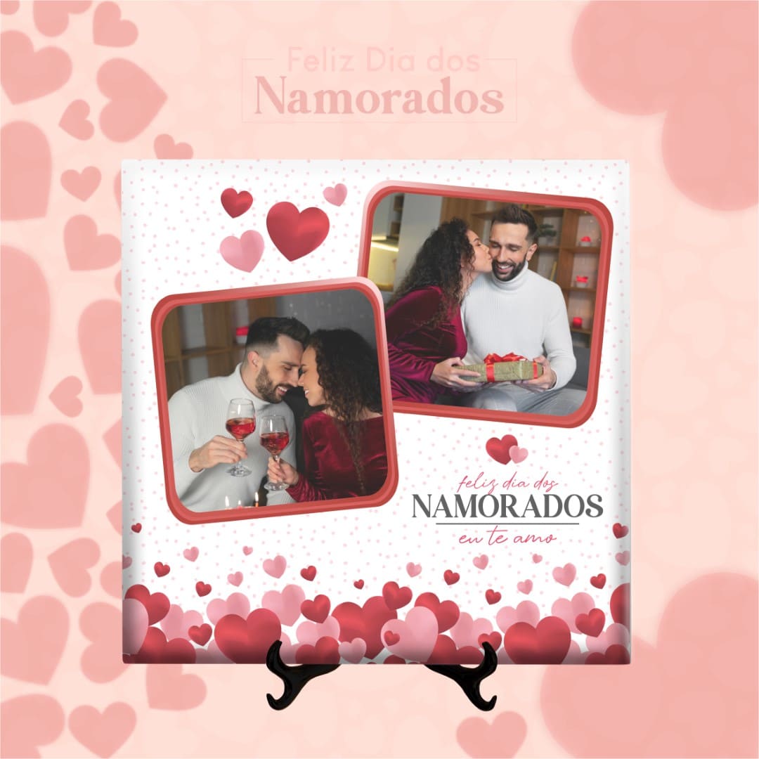 Azulejo Feliz Dia dos Namorados Duas Fotos Eu Te Amo