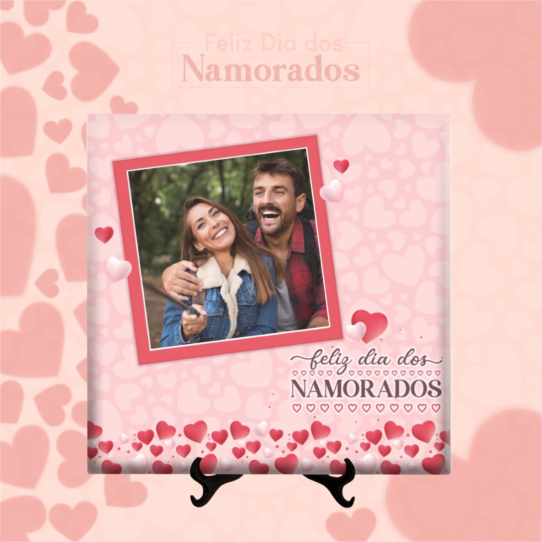 Azulejo Feliz Dia dos Namorados Corações Rosa