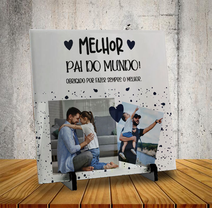 Azulejo Dia dos Pais - Melhor Pai do Mundo (retrato)