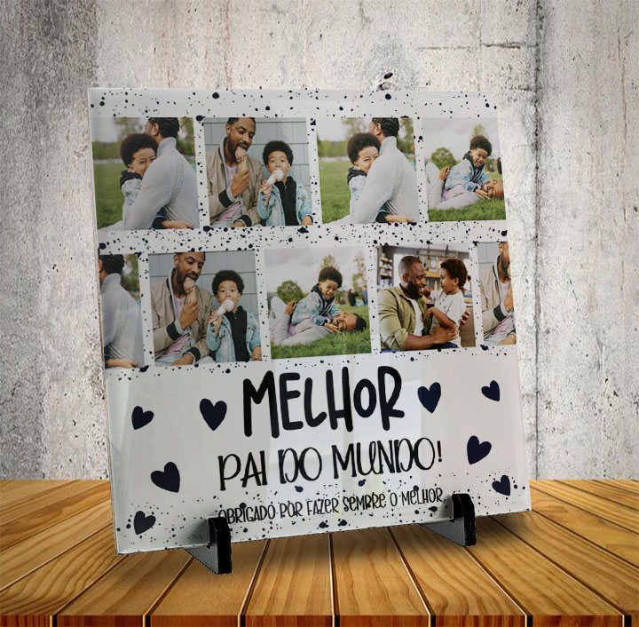 Azulejo Dia dos Pais - Melhor Pai do Mundo (colagem)