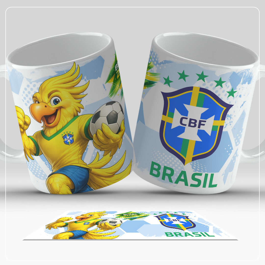 Caneca Brasil Copa 2026 - Mascote CBF