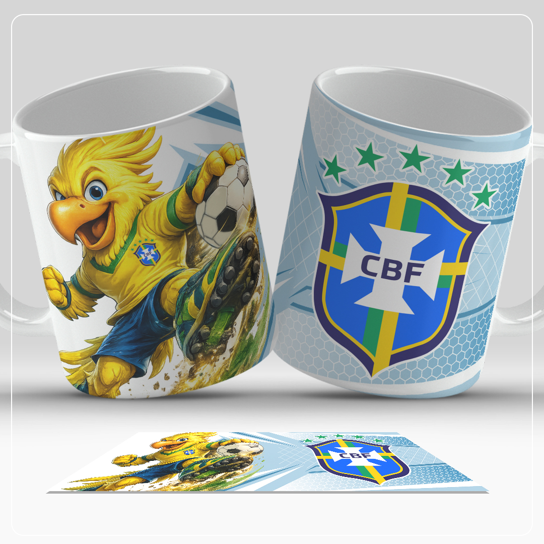 Caneca Brasil Copa 2026 - Canarinho em Ação