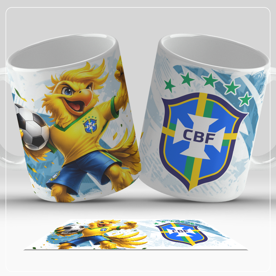 Caneca Brasil Copa 2026 - Canarinho Confete