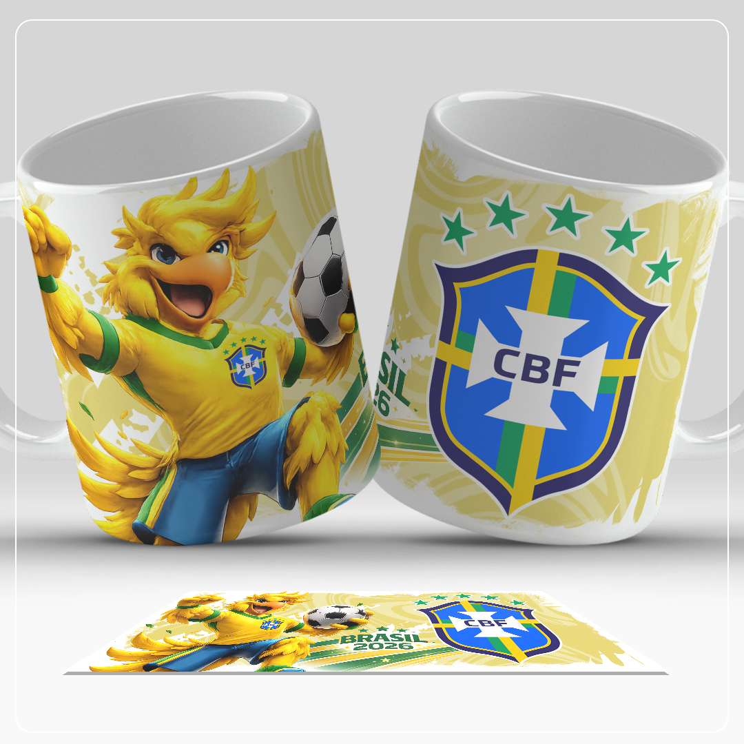 Caneca Brasil Copa 2026 - Edição Amarela