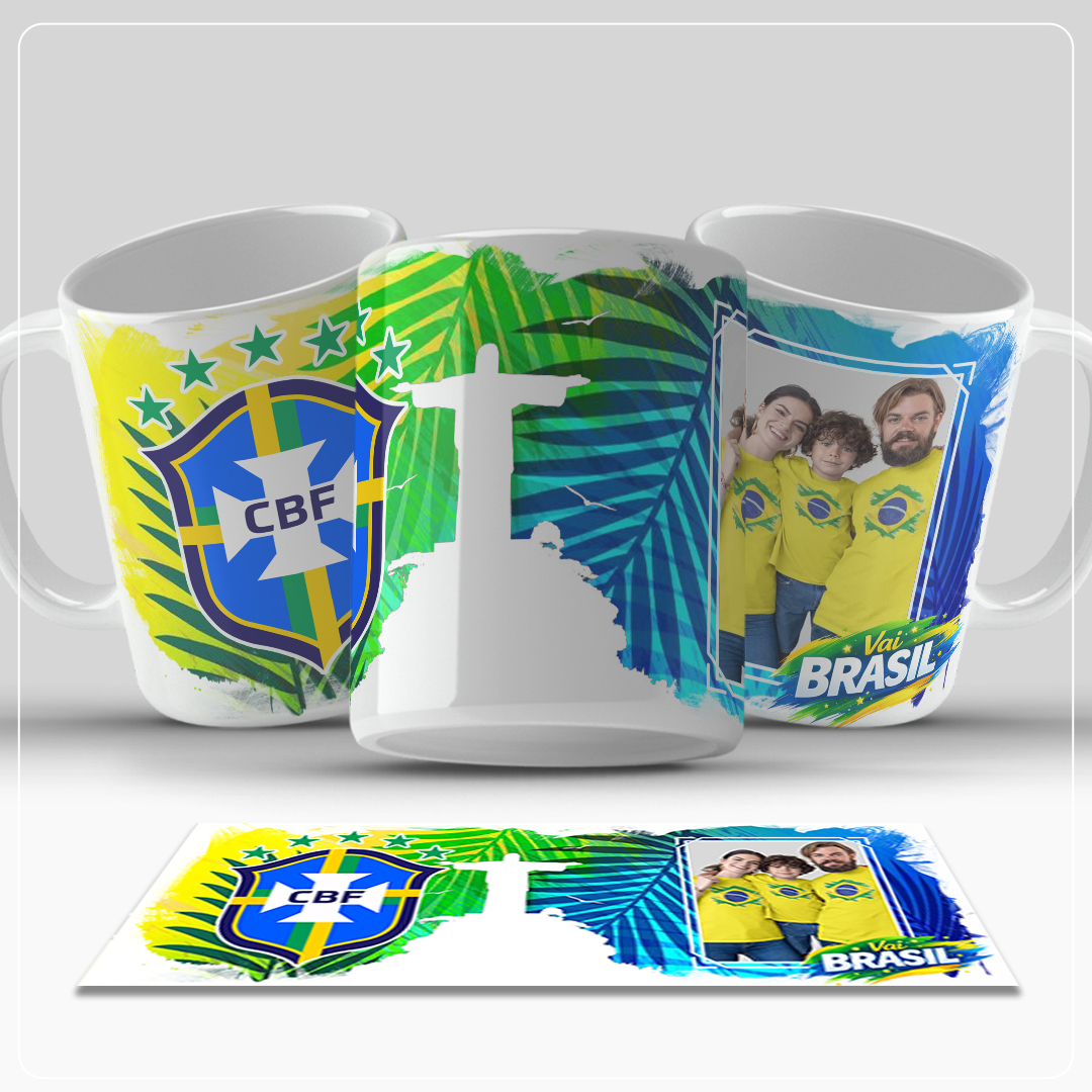 Caneca Brasil Copa 2026 - Foto Família Cristo Redentor
