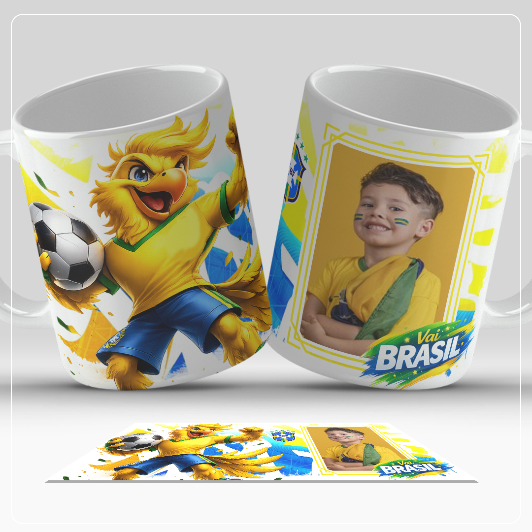 Caneca Brasil Copa 2026 - Foto Infantil Vai Brasil