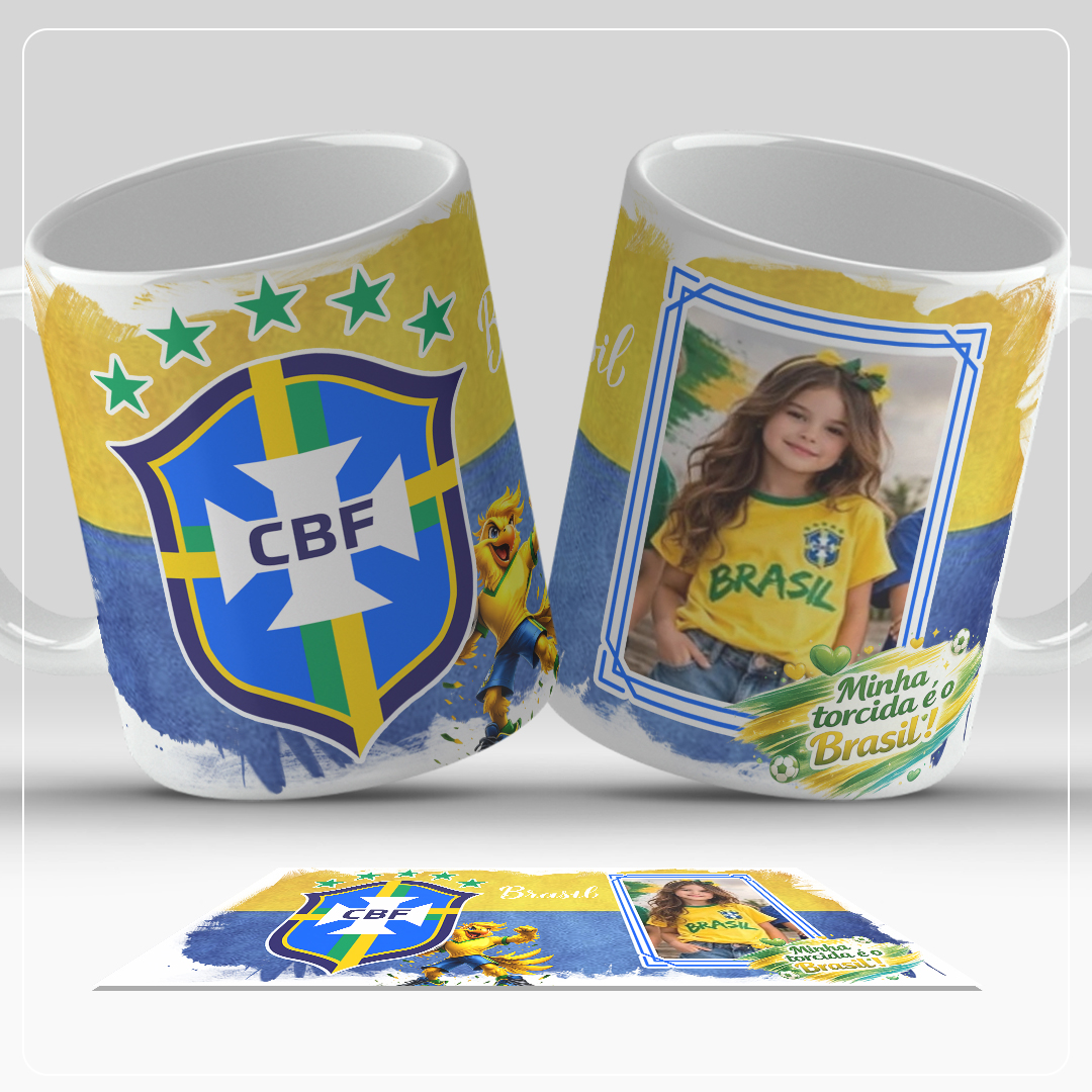 Caneca Brasil Copa 2026 - Foto Minha Torcida é o Brasil