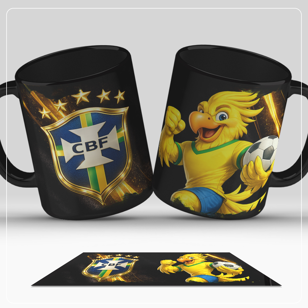 Caneca Brasil Copa 2026 - Preta Premium