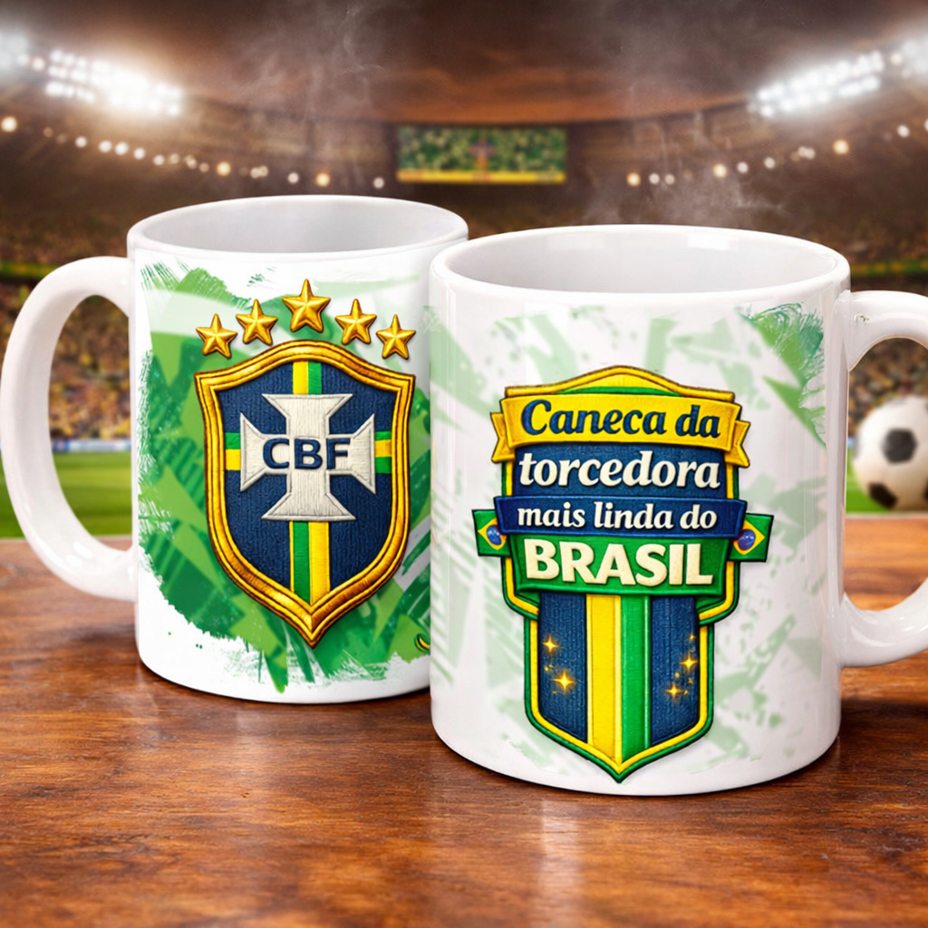 Caneca Brasil Copa 2026 - Torcedora Mais Linda