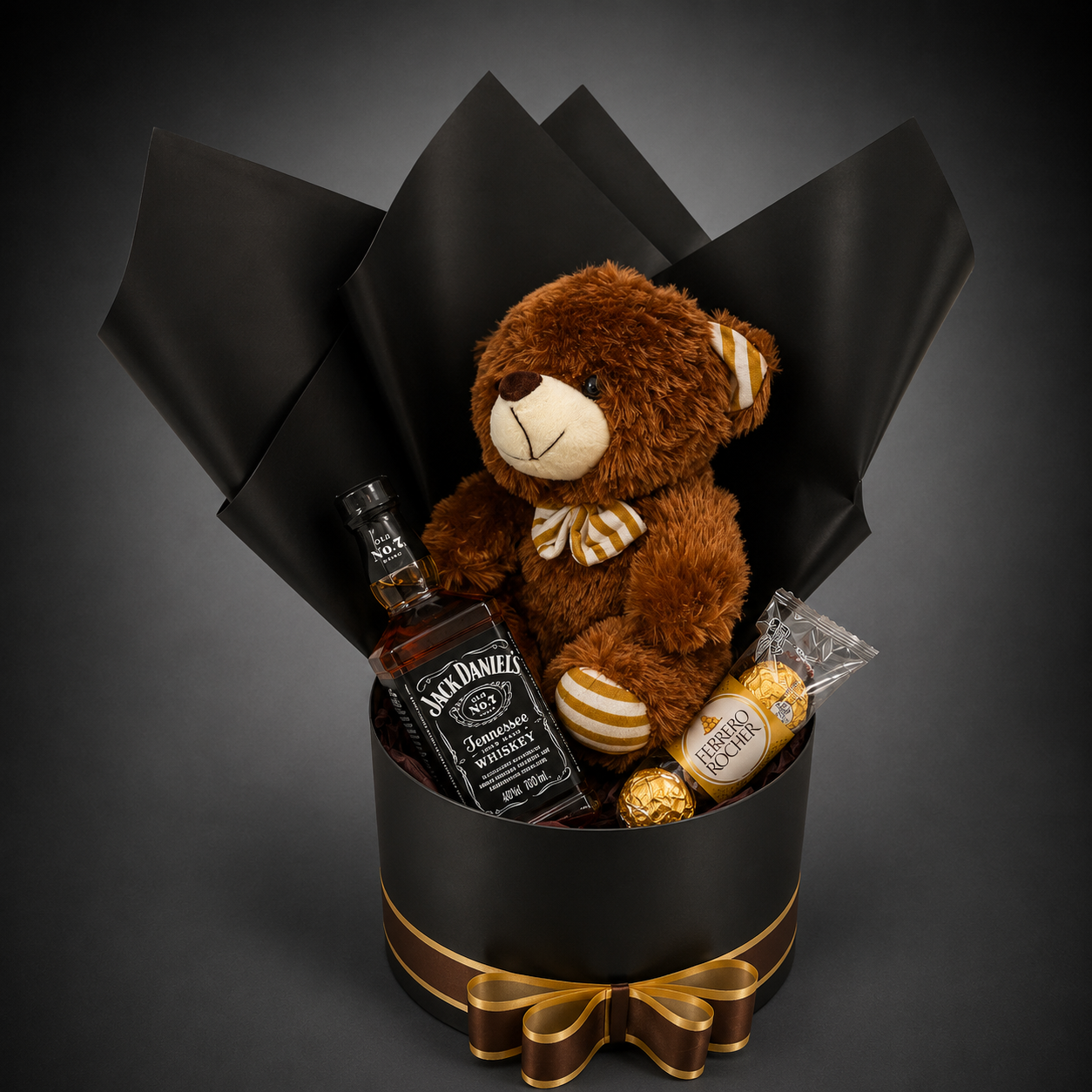 Caixa Urso + Whisky Jack Daniel's + Ferrero Rocher